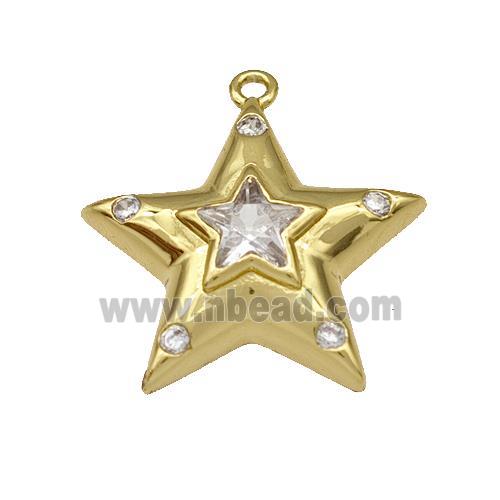 Copper Star Pendant Micro Pave Zirconia Gold Plated