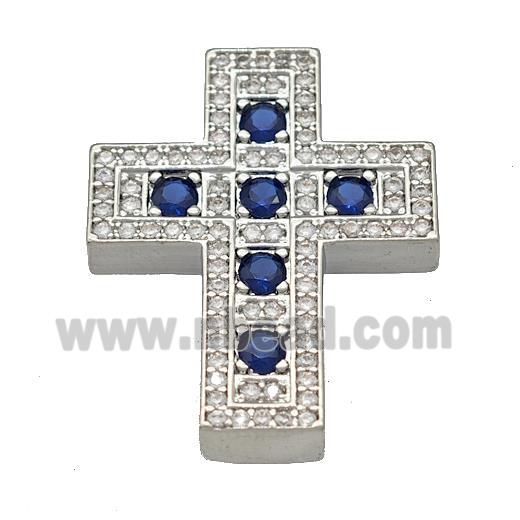 Copper Cross Pendant Micro Pave Zirconia Platinum Plated