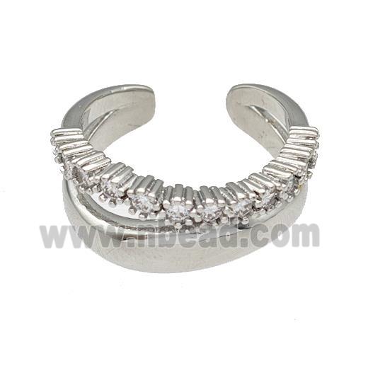Copper Rings Micro Pave Zirconia Platinum Plated