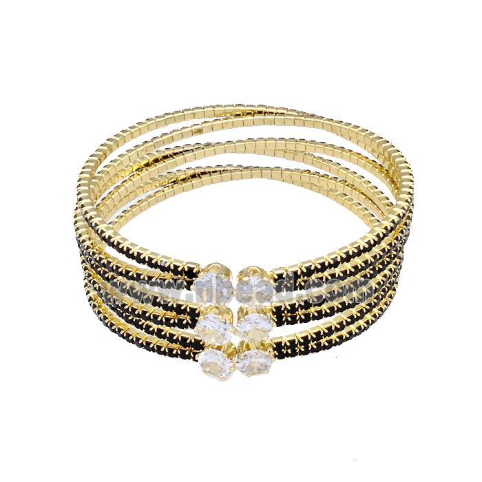 Copper Bangles Pave Black Zircon Gold Plated