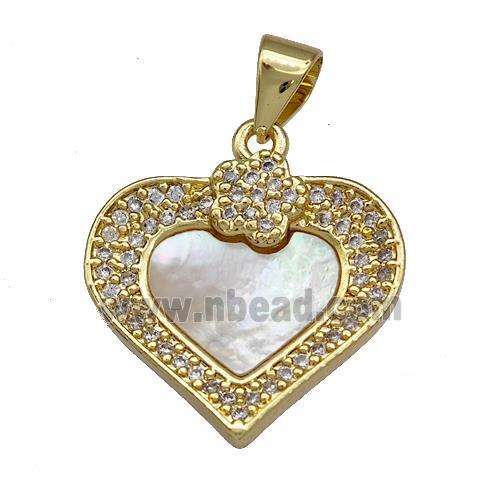 Copper Heart Pendant Pave Shell Zirconia 18K Gold Plated
