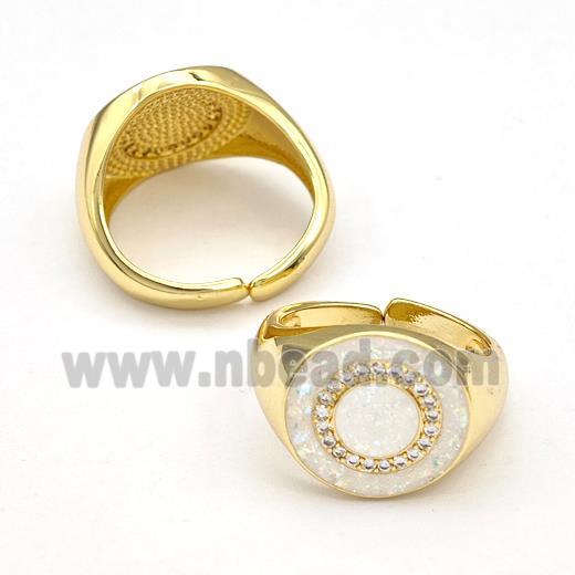 Copper Rings Pave Fire Opal Zirconia Circle 18K Gold Plated