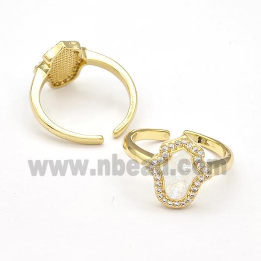 Copper Rings Pave Fire Opal Zirconia Hamsahand 18K Gold Plated