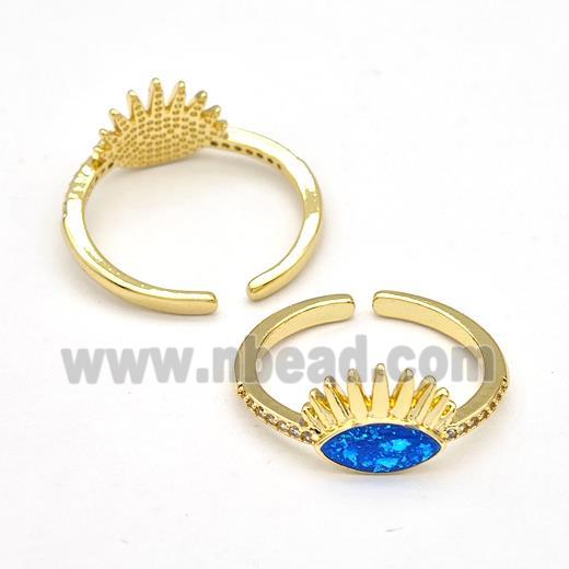 Copper Rings Pave Fire Opal Zirconia Eye 18K Gold Plated