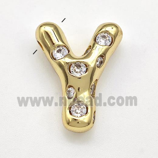 Copper Letter-Y Pendant Micro Pave Zirconia Gold Plated