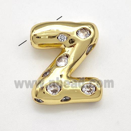 Copper Letter-Z Pendant Micro Pave Zirconia Gold Plated