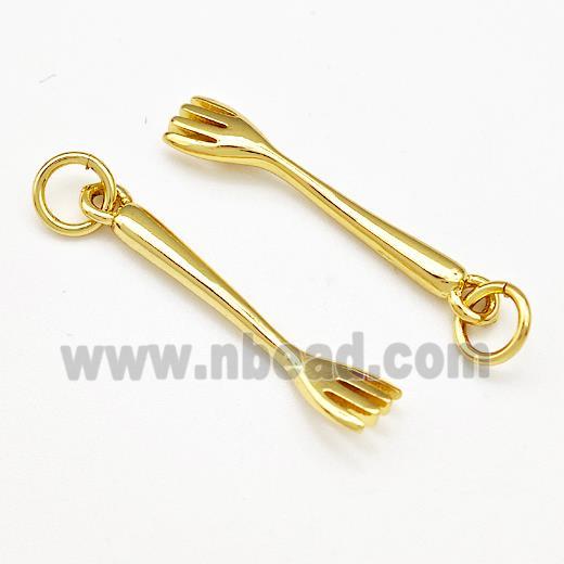 Fork Charms Copper Pendant Gold Plated