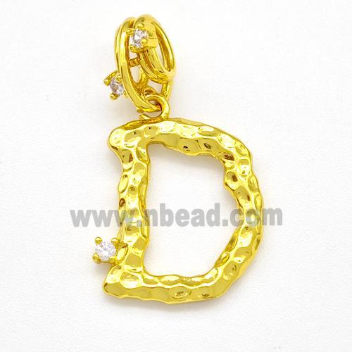 Copper Letter-D Pendant Pave Zircon Gold Plated