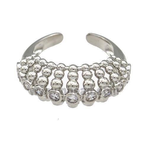 Copper Rings Pave Zircon Hollow Platinum Plated