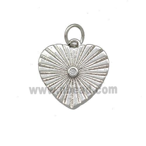 Copper Heart Pendant Pave Zirconia Platinum Plated