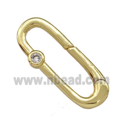 Copper Carabiner Clasp Micro Pave Zirconia Gold Plated