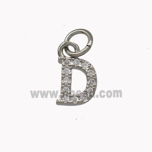 Copper Letter-D Pendant Pave Zirconia Platinum Plated