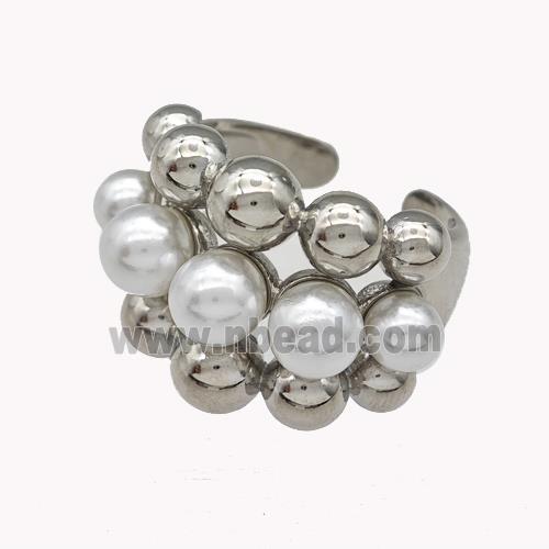 Copper Rings Pave Zirconia Pearlized Resin Platinum Plated