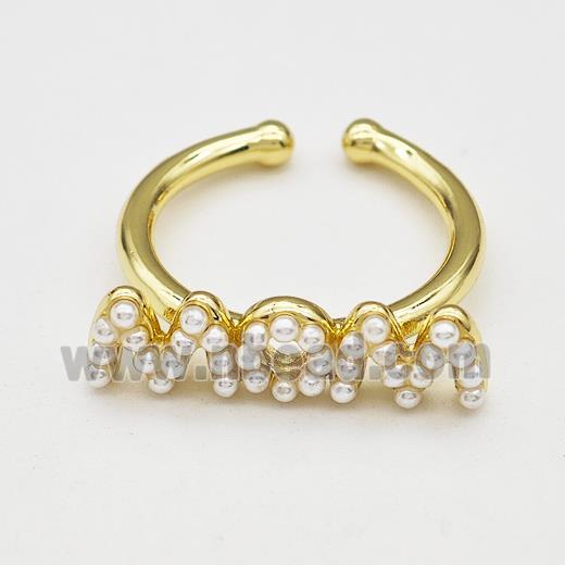 Copper Rings Pave Pearlized Resin MOM Gold Plated