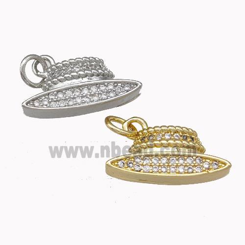 Copper Hat Charms Pendant Micro Pave Zirconia Mixed