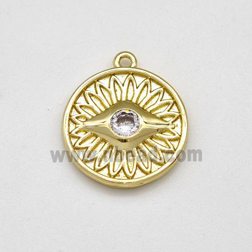 Copper Evil Eye Charms Pendant Pave Zirconia Gold Plated