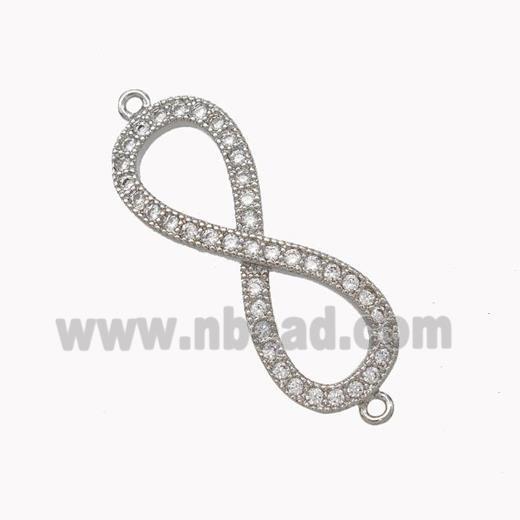 Copper Infinity Connector Micropave Zirconia Platinum Plated