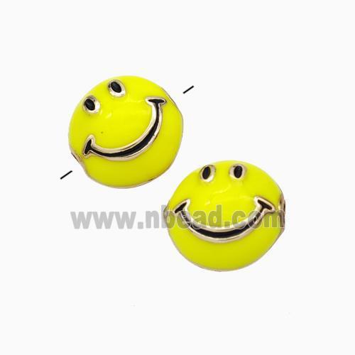 Copper Emoji Beads Yellow Enamel Smileface Gold Plated