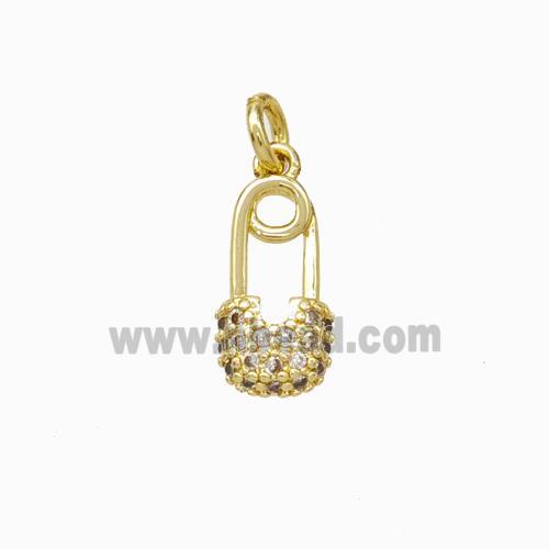 Safetypins Charms Copper Pendant Pave Zirconia Gold Plated