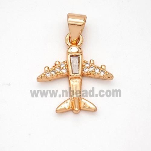 Copper Airplane Pendant Micropave Zirconia Rose Gold