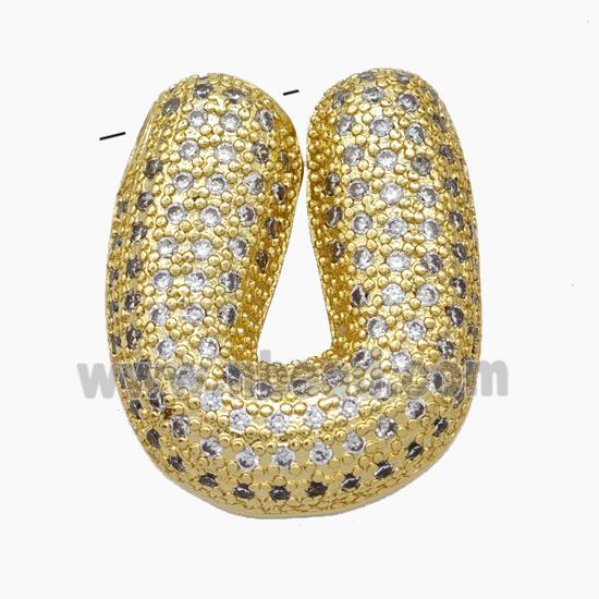 Copper Letter-U Pendant Pave Zirconia Gold Plated