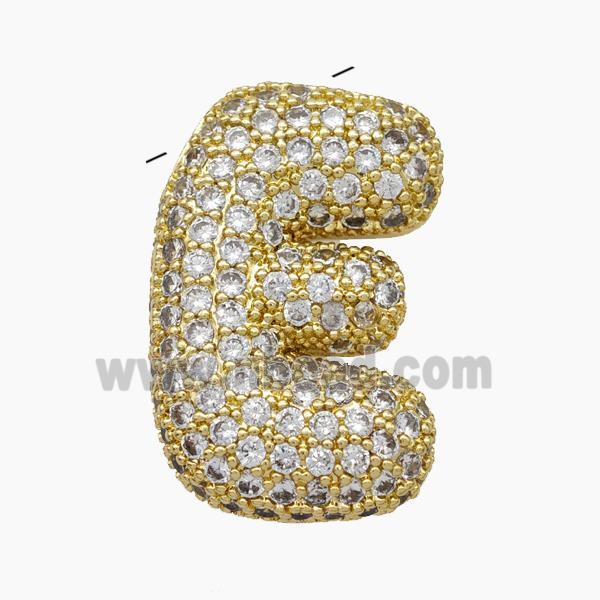 Copper Letter-E Pendant Pave Zirconia Gold Plated