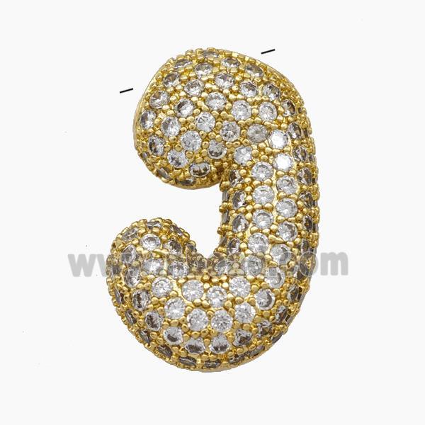 Copper Letter-J Pendant Pave Zirconia Gold Plated