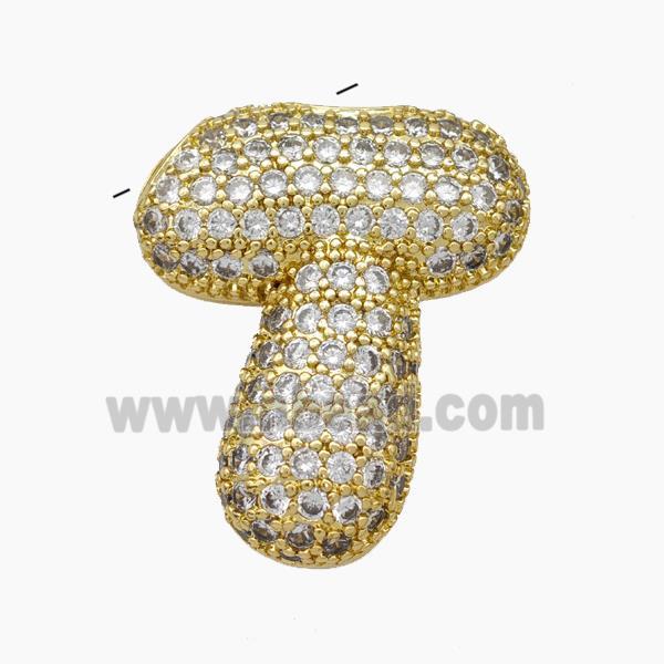 Copper Letter-T Pendant Pave Zirconia Gold Plated