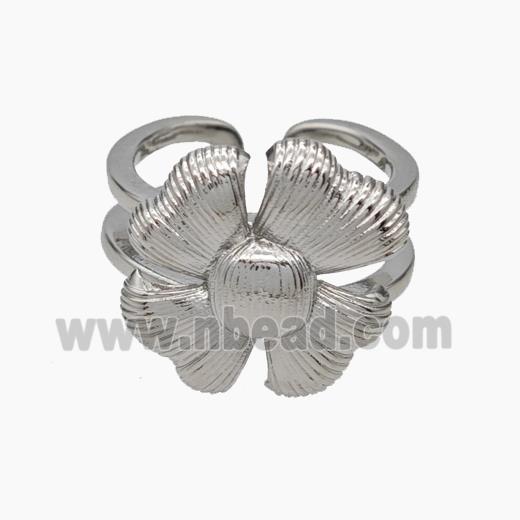 Copper Flower Rings Platinum Plated