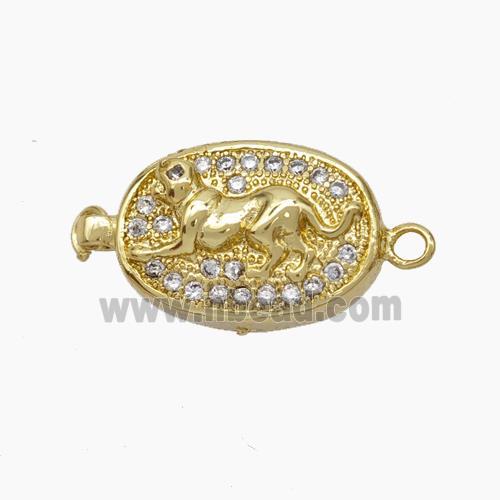 Copper Dog Connector Pave Zirconia Chinese Zodiac Gold Plated