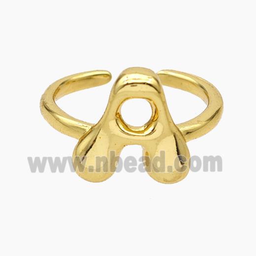 Copper Letter-A Rings Gold Plated