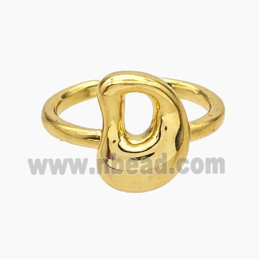 Copper Letter-D Rings Gold Plated