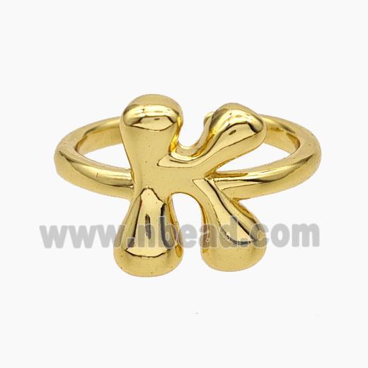 Copper Letter-K Rings Gold Plated
