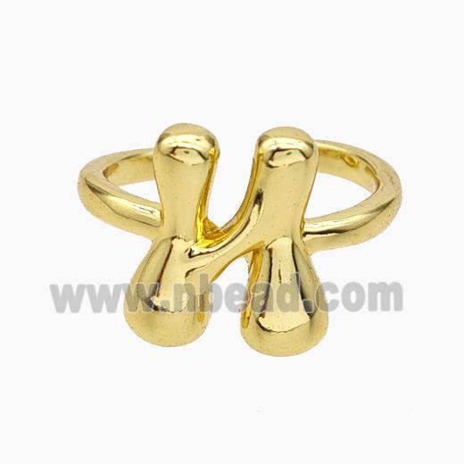 Copper Letter-N Rings Gold Plated