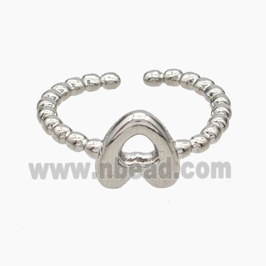 Copper Letter-A Rings Platinum Plated