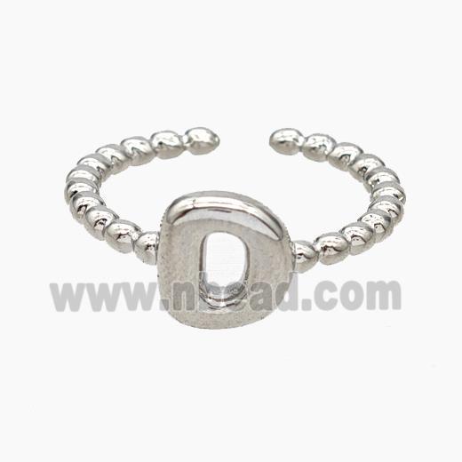 Copper Letter-D Rings Platinum Plated