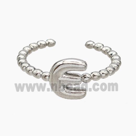 Copper Letter-E Rings Platinum Plated