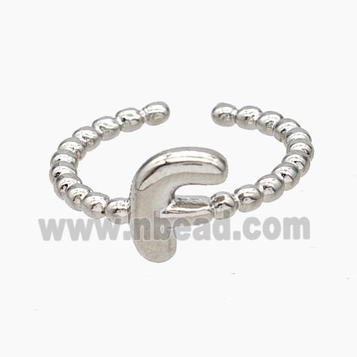 Copper Letter-F Rings Platinum Plated
