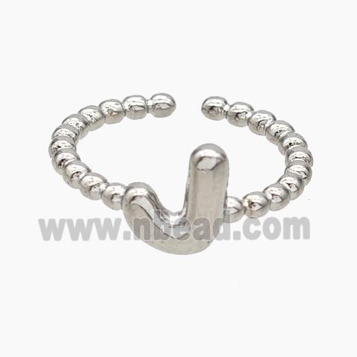 Copper Letter-J Rings Platinum Plated