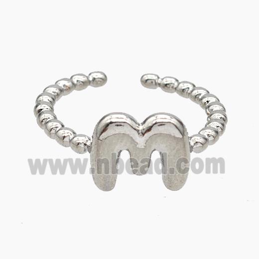Copper Letter-M Rings Platinum Plated