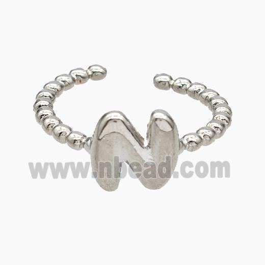 Copper Letter-N Rings Platinum Plated