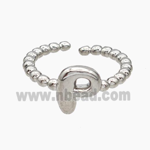Copper Letter-P Rings Platinum Plated