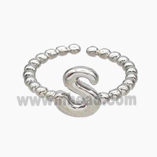 Copper Letter-S Rings Platinum Plated