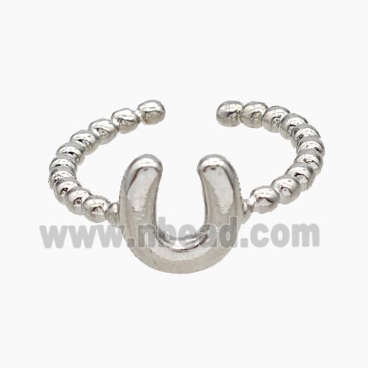 Copper Letter-U Rings Platinum Plated