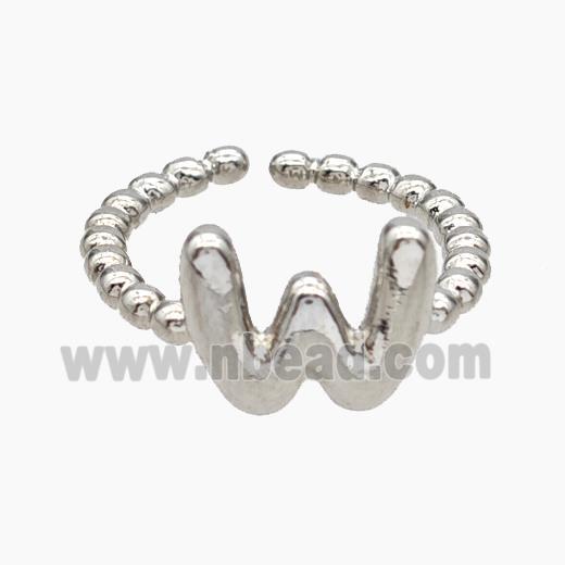 Copper Letter-W Rings Platinum Plated