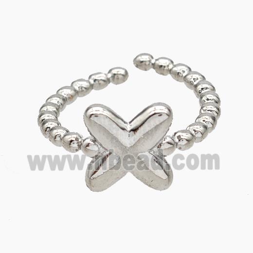 Copper Letter-X Rings Platinum Plated