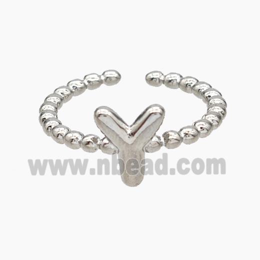 Copper Letter-Y Rings Platinum Plated