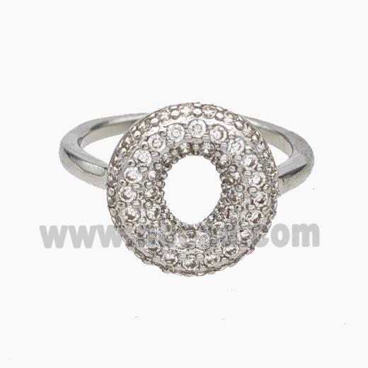 Copper Letter-O Rings Micropave Zirconia Platinum Plated