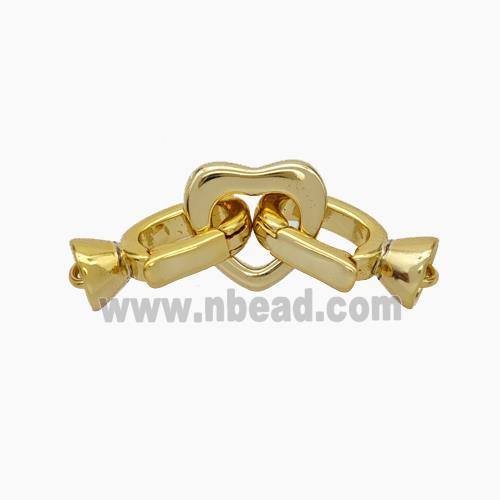 Copper Clasp Cord-End Heart Gold Plated