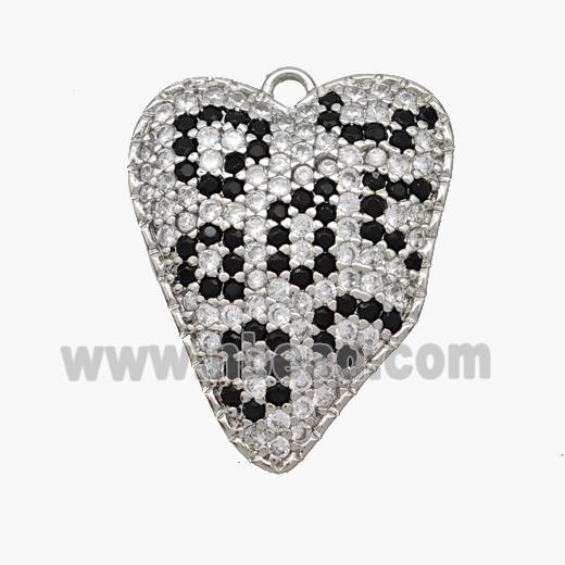 Copper Heart Pendant Micropave Zirconia Platinum Plated